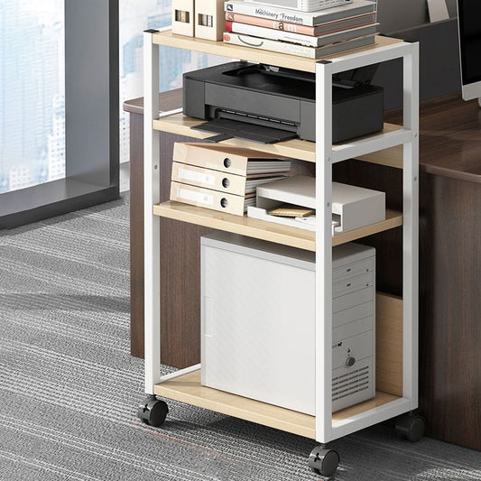 Wood and Metal Bookshelf, Multi Tiers Contemporary Bookcase for Office