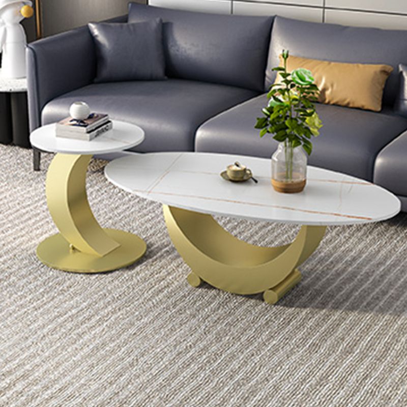2 Piece Nesting Tables Oval Minimalist Modern Coffee Table Set Clearhalo 'Coffee & Accent Tables' 'Coffee Tables' 'coffee_tables' 'furn' 'furn_coffee_tables' 'Furniture' 'Living Room Furniture' 1200x1200_c5c9aff8-984d-4787-86f5-b26ad7dadc16