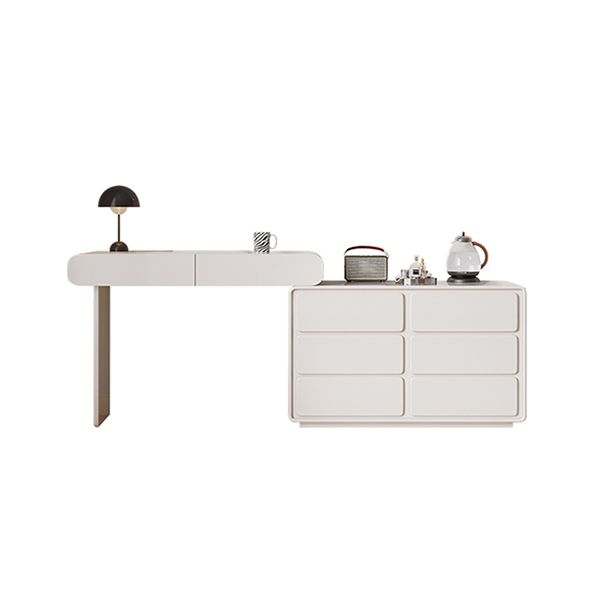 Tavolo da toeletta da toeletta a specchio illuminato moderno bianco a 6 cassetto