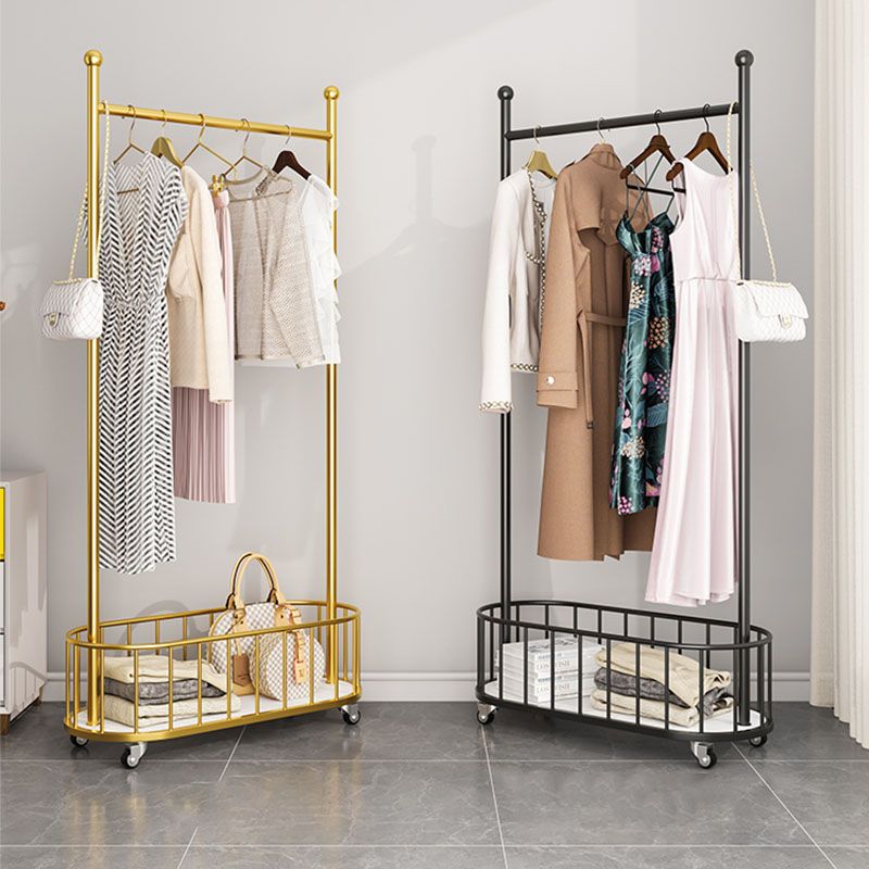 Metal Coat Hanger Modern Style Simple Household Floor Hall Stand with Pulley Clearhalo 'Entry & Mudroom Furniture' 'furn' 'furn_hall_tree_coat_racks' 'Furniture' 'Hall Trees & Coat Racks' 'hall_tree_coat_racks' 1200x1200_c5cb3689-25b2-4253-b957-75c7d46fb640