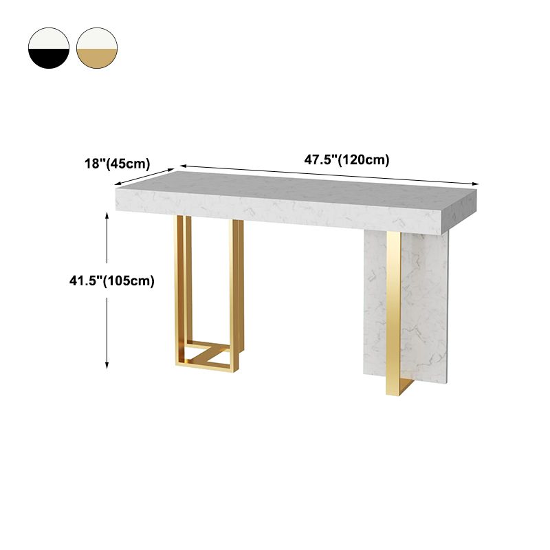 Glam Iron Bar Dining Table with White Stone Top Rectangle Indoor Bistro Table Clearhalo 'Bar Furniture' 'Bar Tables' 'bar_tables' 'furn' 'furn_bar_tables' 'Furniture' 'furniture_bar_tables' 'Kitchen & Dining Furniture' 1200x1200_c5cb416f-4573-4577-ac14-eb681d2cf7b7