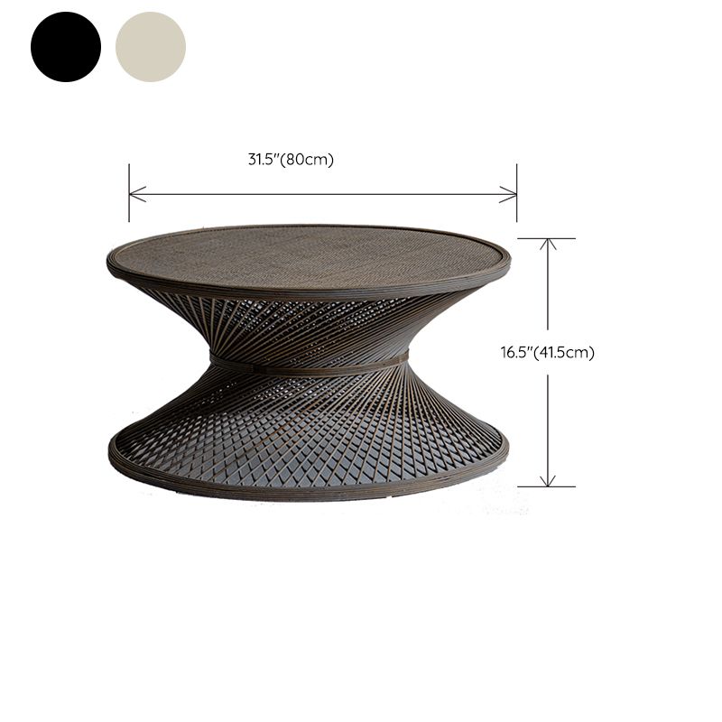 Farmhouse Bamboo Accent Side Table Geometric End Slide Table