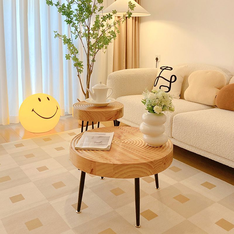 Scandinavian Round Solid Wood Coffee Table Metal 3 Legs/4 Legs Cocktail Table