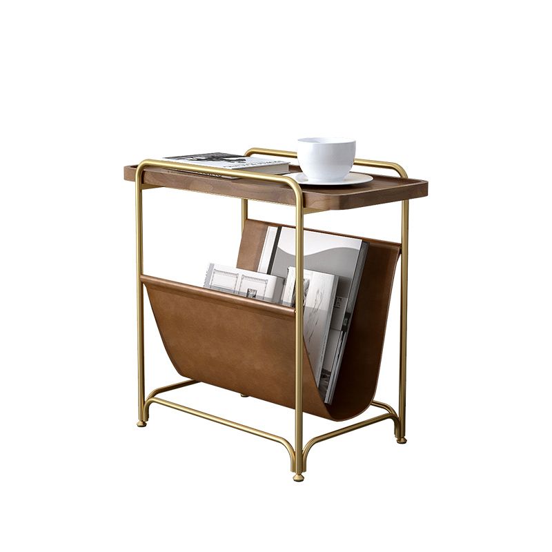 Rectangle Wood Top Side Table Iron Frame End Table with Magazine Holder Clearhalo 'Coffee & Accent Tables' 'End & Side Tables' 'end_side_tables' 'furn' 'furn_end_side_tables' 'Furniture' 'Living Room Furniture' 1200x1200_c5d0ae46-a5f9-4c48-97d4-87748ad40383