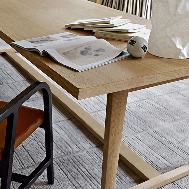 Modern Solid Wood Table for Restaurant Rectangle Dining Table with Trestle Base Clearhalo 'Dining Tables & Seating' 'Dining Tables' 'dining_table' 'furn' 'furn_dining_table' 'Furniture' 'furniture_dining_table' 'Kitchen & Dining Furniture' 'kitchen' 'kitchen_dining_table' 1200x1200_c5d22c6a-d5e7-4f73-97ec-2371e641ce78