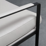 Mid-Century Modern Sled Arm Chair Leather Accent Armchair for Bedroom