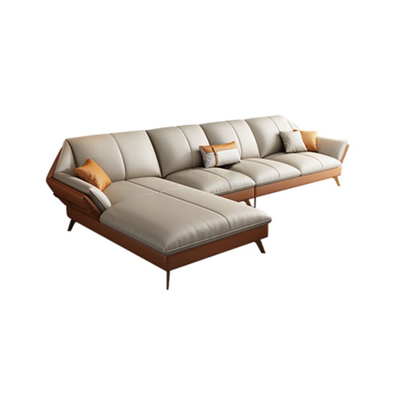 33.4"H Faux Leather Flared Arm Sofa & Chaise for Living Room