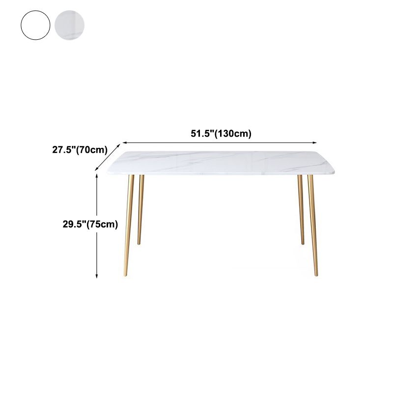 Set da tavolo da pranzo rettangolare glam 1/2/5 pezzi Dinette set con top in pietra sinterizzata bianca