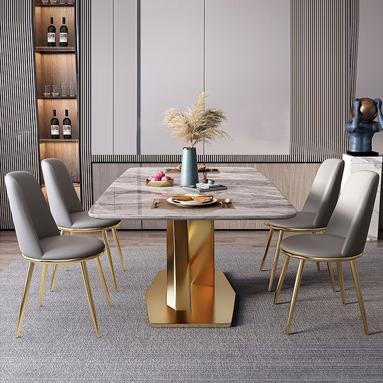 Modern Dining Table Set 1/5/7 Pcs Sintered Stone Dining Table with Armless Chairs Clearhalo 'Dining Room Sets' 'Dining Tables & Seating' 'dining_room_set' 'furn' 'furn_dining_room_set' 'Furniture' 'Kitchen & Dining Furniture' 1200x1200_c5d61d70-cac3-41d1-8f90-0fa1b4ef600d