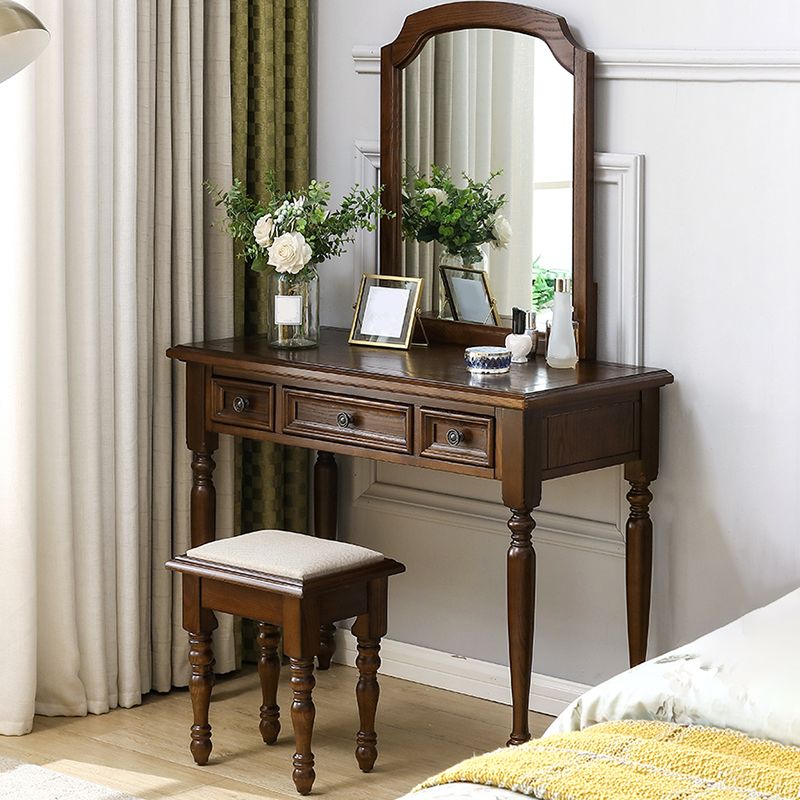 鏡付きのブラウンアッシュバニティセット58.26 "引き出し付きの高虚栄心