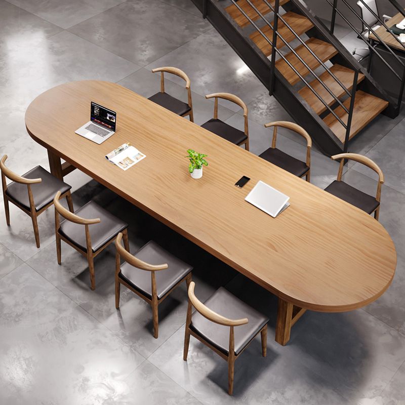 Contemporary Office Writing Desk Solid Wood Oval Writing Desk Clearhalo 'furn' 'furn_office_desk' 'Furniture' 'furniture_office_desk' 'Office Desks' 'Office Furniture' 'office_desk' 1200x1200_c5d89283-308b-46d4-950e-706c54276b84