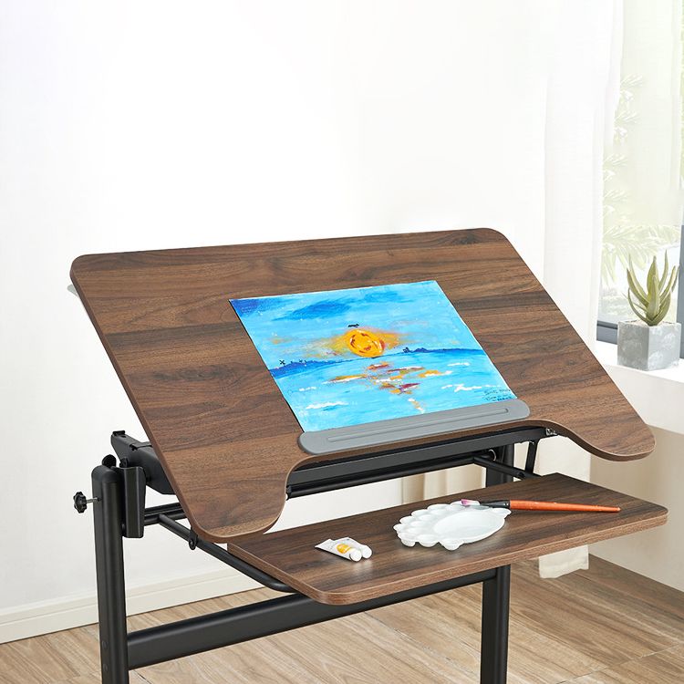 Bureau de bureau de piédestal pliant avec bureau d'écriture contemporain avec roues lance-roues