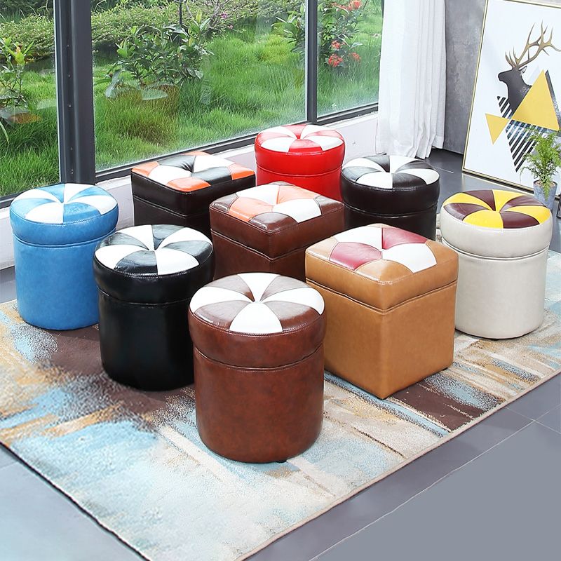 Water Resistant Round Standard Modern Color Lump Leather Ottoman