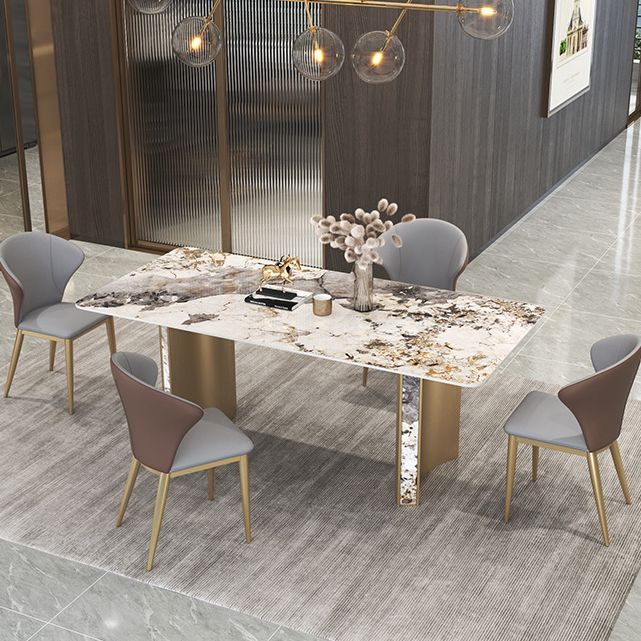 Luxurious Sintered Stone Top Dining Set Rectangle 1/3/4/5/7 Pieces Dining Room Table Set