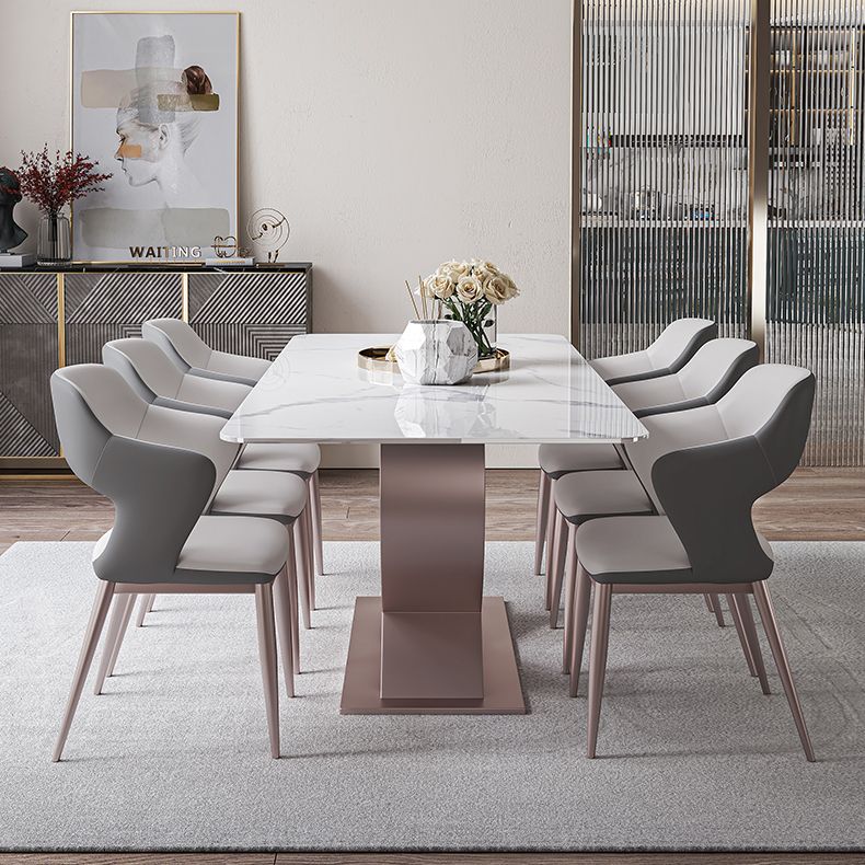 デザイナースタイルの焼結石トップダイニングセット長方形1/4/6/7ピースダイニングテーブルセット