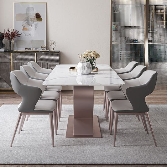 Ensemble de salle à manger en pierre de style de style créateur rectangle 1/4/6/7 pièces de table de table