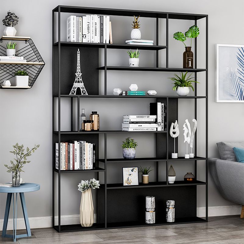 Modern Iron Geometric Shelf Living Room 78.74" Height Bookshelf Clearhalo 'Bookcases' 'furn' 'furn_bookcases' 'Furniture' 'Office Furniture' 1200x1200_c5e1c967-a17f-4fe0-bdfd-5a50611f81ff