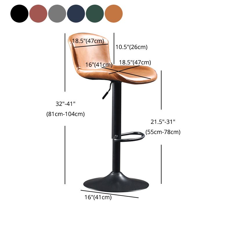 Industrial Style Bar-stool Leather Bucket Seat with Adjustable Height for Restaurant Bar Clearhalo 'Bar Furniture' 'Bar Stools' 'bar_stools' 'furn' 'furn_bar_stools' 'furniture_bar_stools' 'Kitchen & Dining Furniture' 'kitchen&dining_furn' 'kitchen' 'kitchen_furn' Furniture' 1200x1200_c5e1d7a9-435a-422b-b058-6cb205765c7d