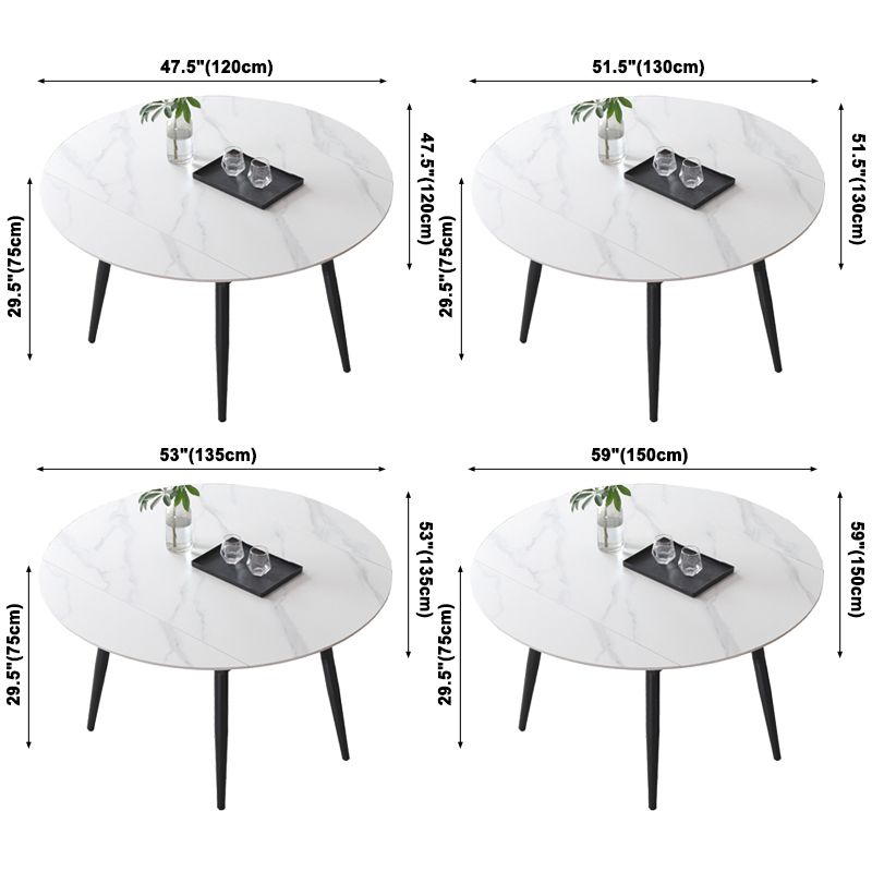 Modern Style Sintered Stone Dining Table White Round Home Table with 4 Legs Clearhalo ' dining_table' 'Dining Tables & Seating' 'Dining Tables' 'Furniture' 'furniture_dining_table' 'Kitchen & Dining Furniture' 'kitchen&dining_furn' 'kitchen' 'kitchen_dining_table' 1200x1200_c5e1e241-3c30-4d6b-aa56-ed2160a58a24
