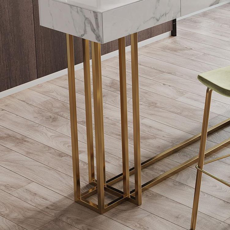 Glam Metal and Stone Bar Table Rectangle Counter Height Dining Table for Living Room Clearhalo 'Bar Furniture' 'Bar Tables' 'bar_tables' 'furn' 'furn_bar_tables' 'Furniture' 'Kitchen & Dining Furniture' 1200x1200_c5e24f6f-1c35-4791-85aa-239ea6fb28b2