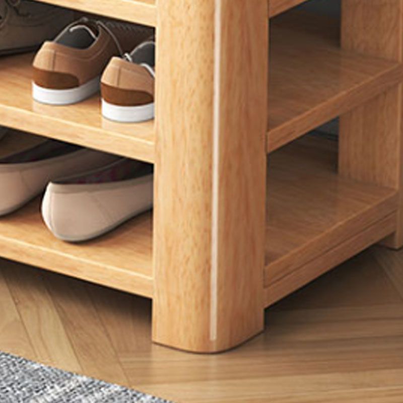 Modern Rubber Wood Bench Rectangle Home Storage Seating Bench with Shelves Clearhalo 'Benches' 'Chairs & Seating' 'furn' 'furn_benches' 'Furniture' 'Living Room Furniture' 1200x1200_c5e2c9e3-de35-4368-bda8-4349c5d91934