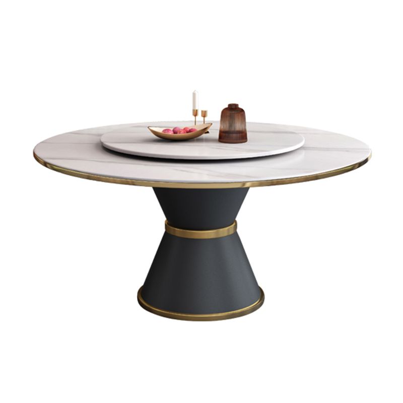 Metal Modern Round Dining Table Sintered Stone Table for Kitchen and Dining Room Clearhalo ' dining_table' 'Dining Tables & Seating' 'Dining Tables' 'furn' 'furn_dining_table' 'Furniture' 'furniture_dining_table' 'Kitchen & Dining Furniture' 'kitchen&dining_furn' 'kitchen' 'kitchen_dining_table' 1200x1200_c5e2ee69-4434-49fb-8d40-460080f2d3d7
