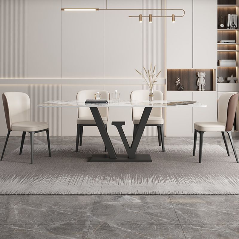Modern 1/2/5/6 Pieces Dining Set Sintered Stone Dining Table Set with Leather Chairs Clearhalo 'Dining Room Sets' 'Dining Tables & Seating' 'dining_room_set' 'furn' 'furn_dining_room_set' 'Furniture' 'furniture_dining_room_set' 'Kitchen & Dining Furniture' 'kitchen&dining_furn' 'kitchen' 1200x1200_c5e3276f-3da5-4865-90bf-d15113c6c2fa