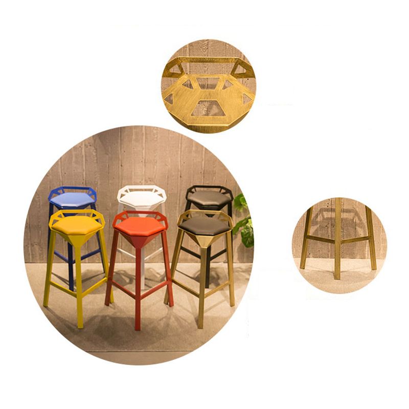 Nordic Armless Backrest Counter Stool Iron Cafe Bar Stool with Leather Cushion Clearhalo 'Bar Furniture' 'Bar Stools' 'bar_stools' 'furn' 'furn_bar_stools' 'Furniture' 'furniture_bar_stools' 'Kitchen & Dining Furniture' 1200x1200_c5e33c42-54ed-4081-b210-7f7511ef5d1c
