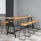 Table de pub à base noire, plateau en bois massif, à hauteur de bar, pour utilisation sur patio
