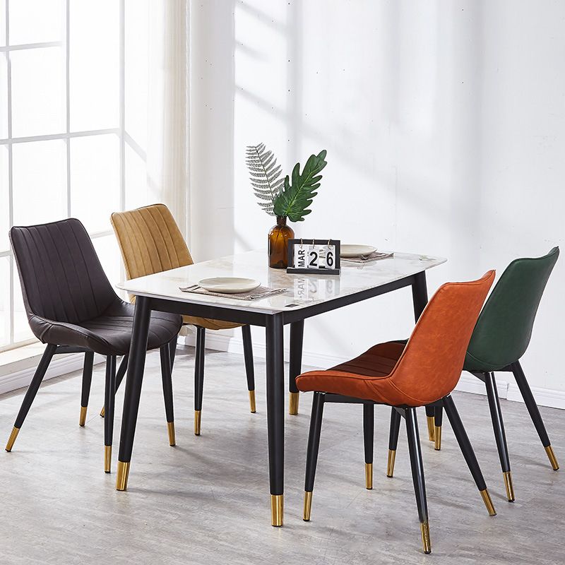 Contemporary Kitchen Dining Side Chair Leather Solid Back Chairs with Metal Legs Clearhalo ' kitchen&dining_furn' 'Dining Chairs' 'Dining Tables & Seating' 'dining_chair' 'furn' 'furn_dining_chair' 'Furniture' 'furniture_dining_chair' 'Kitchen & Dining Furniture' 'kitchen' 1200x1200_c5e4f314-2206-44fc-aacb-5f2a8b1376a9