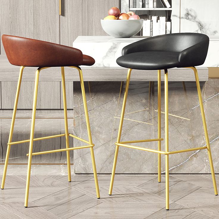 Glam Counter Bar Stool Armless Leather Bar Stool with Footrest Steel Base Clearhalo 'Bar Furniture' 'Bar Stools' 'bar_stools' 'furn' 'furn_bar_stools' 'furniture_bar_stools' 'Kitchen & Dining Furniture' 'kitchen&dining_furn' 'kitchen' 'kitchen_furn' Furniture' 1200x1200_c5e63c02-ec95-4ccb-b11e-ed726ce68d81