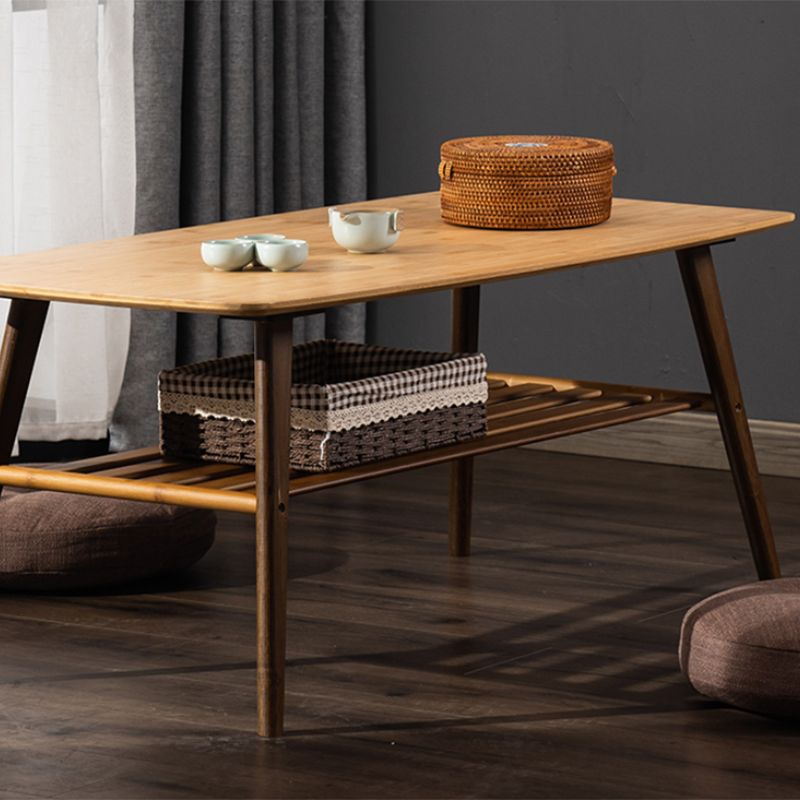 Scandinavian Rectangle Wood Coffee Table 4 Legs Cocktail Table with Shelf Clearhalo 'Coffee & Accent Tables' 'Coffee Tables' 'coffee_tables' 'furn' 'furn_coffee_tables' 'Furniture' 'Living Room Furniture' 1200x1200_c5e6b5b9-76b5-471b-ba21-195037e30efc