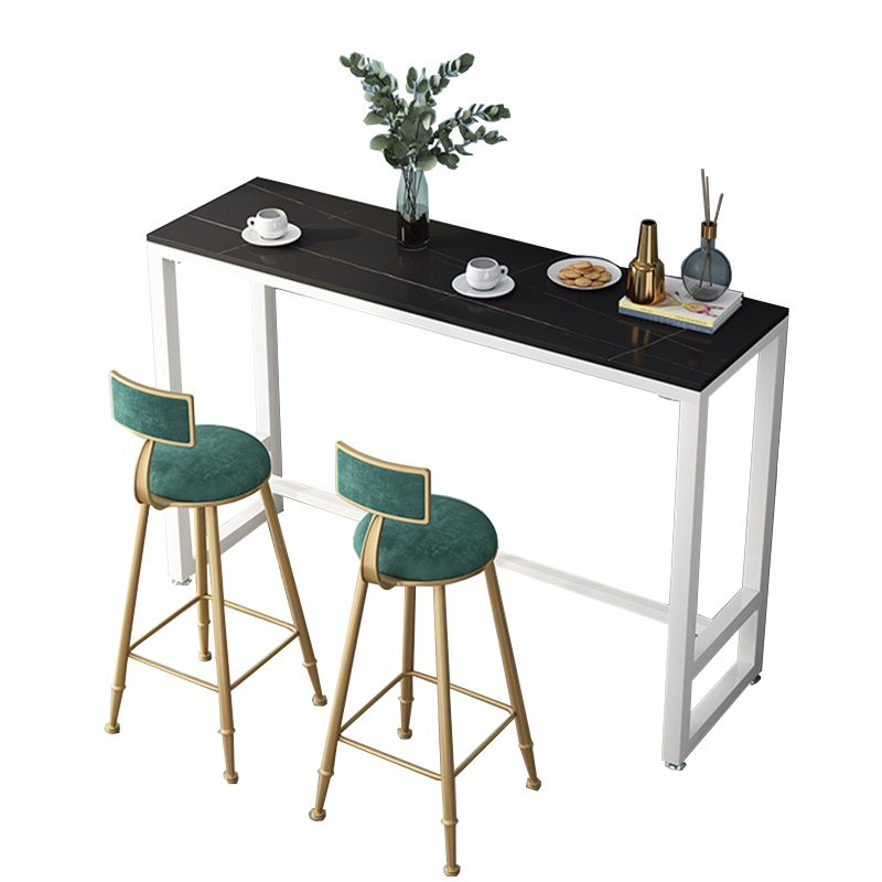 Modern Marble Table with Rectangle Table Top Black White Trestle Table-41.3" H Clearhalo 'Bar Furniture' 'Bar Tables' 'bar_tables' 'furn' 'furn_bar_tables' 'Furniture' 'furniture_bar_tables' 'Kitchen & Dining Furniture' 'kitchen&dining_furn' 'kitchen' 1200x1200_c5eb4303-2efe-412a-adfa-50a7dd91fe39