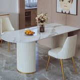 Sintered Stone Dining Table Traditional Luxury White Table for Kitchen