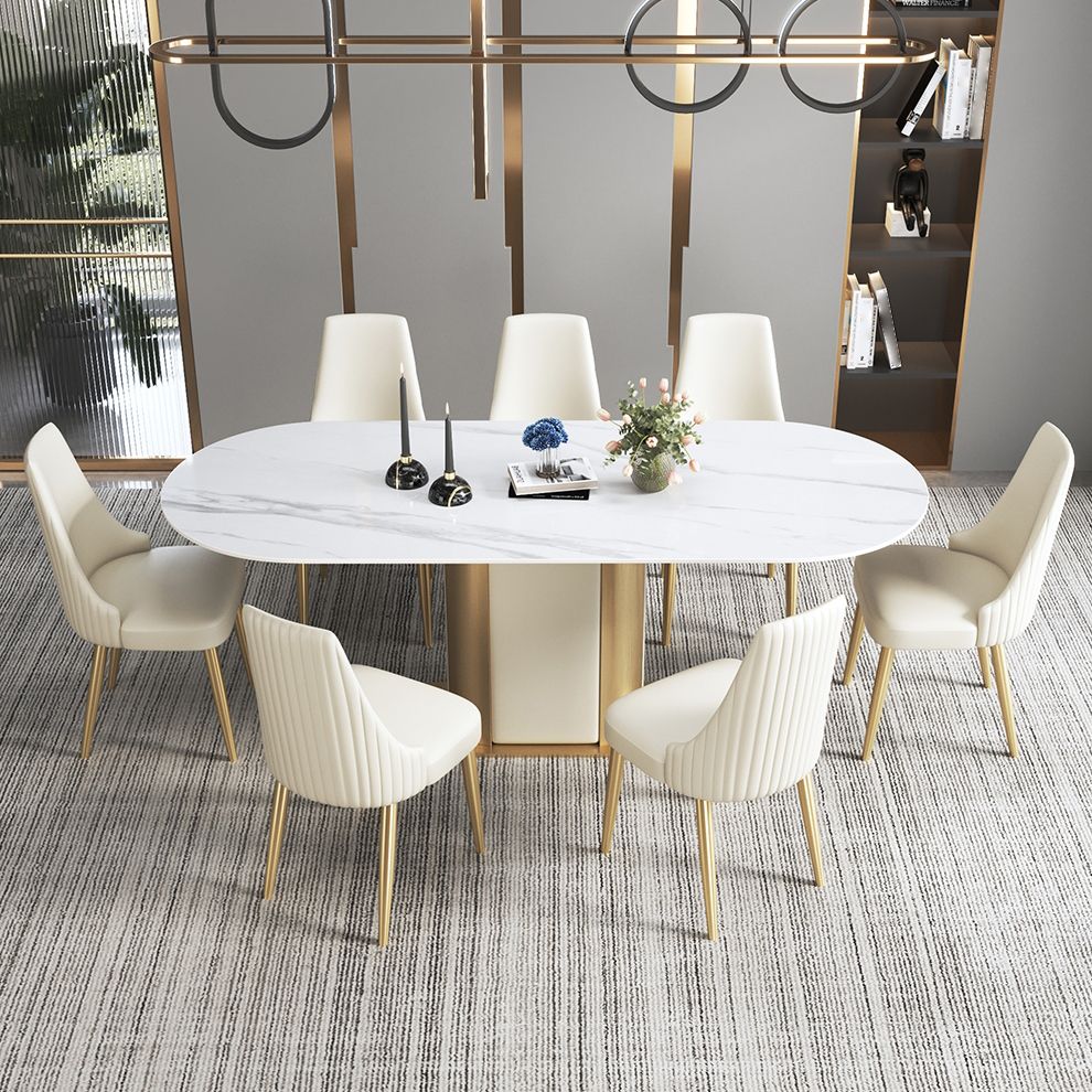 Glam Faux Leather Dining Armless Chair Metal Dining Room Chair for Home Use Clearhalo ' kitchen&dining_furn' 'Dining Chairs' 'Dining Tables & Seating' 'dining_chair' 'furn' 'furn_dining_chair' 'Furniture' 'furniture_dining_chair' 'Kitchen & Dining Furniture' 'kitchen' 1200x1200_c5ed4f52-57d6-4946-af7a-10b31b3074a8