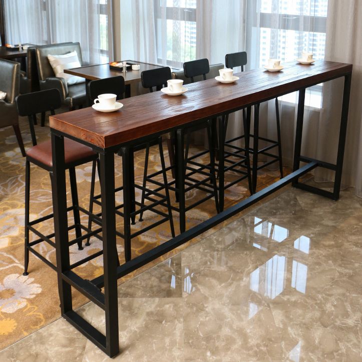 Pine Wood Bar Dining Table Industrial Rectangle Bar Table with Trestle for Dining Room Clearhalo 'Bar Furniture' 'Bar Tables' 'bar_tables' 'furn' 'furn_bar_tables' 'Furniture' 'Kitchen & Dining Furniture' 1200x1200_c5ee750e-edad-456a-907e-b00012105914