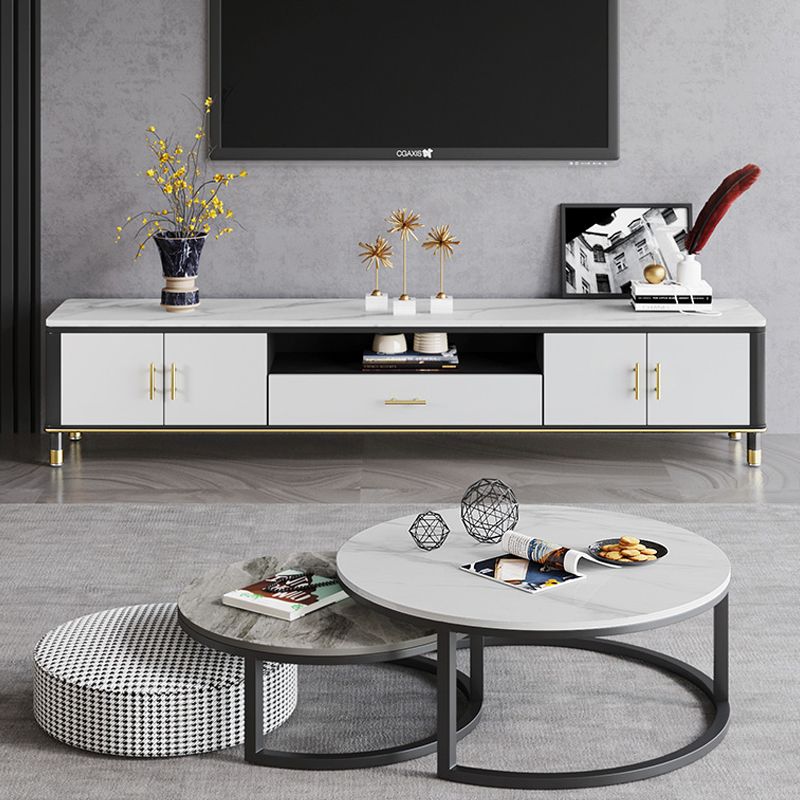 Modern Stone TV Media Stand Wooden Open Shelving 16" W TV Stand with Splayed Legs Clearhalo 'furn' 'furn_tv_stands_entertainment_centers' 'Furniture' 'Living Room Furniture' 'TV Stands & Entertainment Centers' 'TV Stands & Media Storage Furniture' 'tv_stands_entertainment_centers' 1200x1200_c5f0641a-c759-48ef-b09e-24fb7ddb3dcd