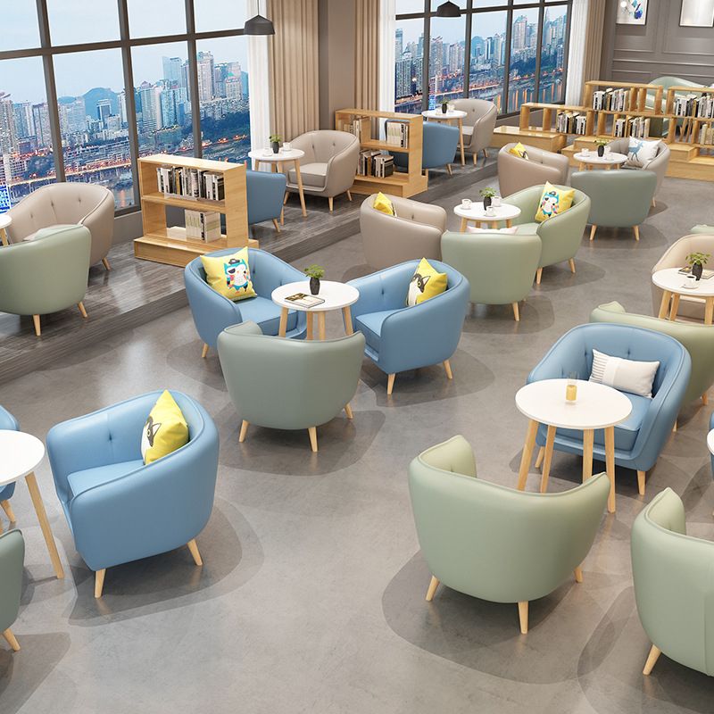 Modern Faux Leather Tufted Back Curved Loveseat Sofa with 1/2 seat Clearhalo 'furn' 'furn_sofas' 'Furniture' 'furniture_sofas' 'kitchen' 'kitchen_sofas' 'Living Room Furniture' 'Sofa' 'sofas' 1200x1200_c5f17268-1097-4153-9af1-cac4b5deb835