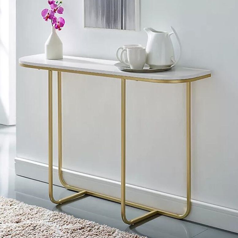 Mesa de consola de media luna de mármol Mesa de acento moderna de 1 estante para Hall