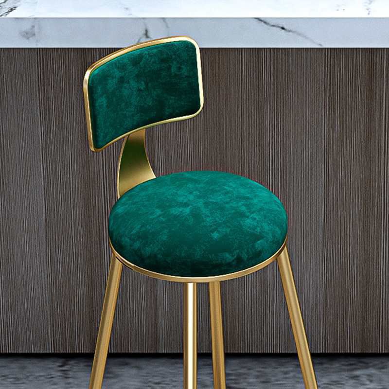 Glam Armless Backrest Counter Stool Steel Cashier Bar Stool with Flannel Cushion and Pedal Clearhalo 'Bar Furniture' 'Bar Stools' 'bar_stools' 'furn' 'furn_bar_stools' 'Furniture' 'furniture_bar_stools' 'Kitchen & Dining Furniture' 1200x1200_c5f37c2c-2a59-4e98-8af8-91b3fc04e639