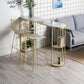 Glam Iron Bar Dining Table White Faux Marble Top Indoor Bistro Table with 2-Shelf Clearhalo 'Bar Furniture' 'Bar Tables' 'bar_tables' 'furn' 'furn_bar_tables' 'Furniture' 'furniture_bar_tables' 'Kitchen & Dining Furniture' 1200x1200_c5f5cfac-394c-41a0-a983-94399d80ba19