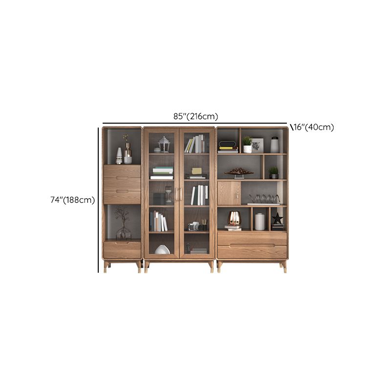 Image de rangement en bois massif de 74 "Tireurs de rangement massif inclus coffre avec étagères