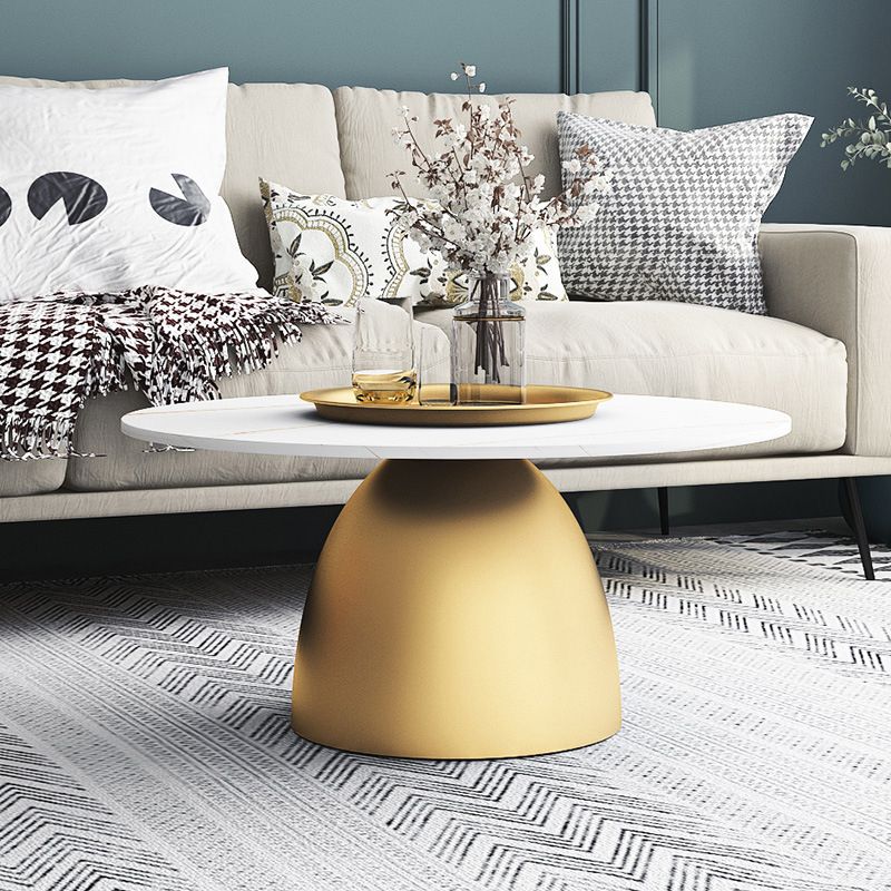 モダンスタイルの白/黒トップロックシートメタルクラフトラウンドコーヒーテーブル