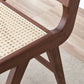 Contemporary Dining Side Chair Solid Wood and Rattan Open Back Armless Chair