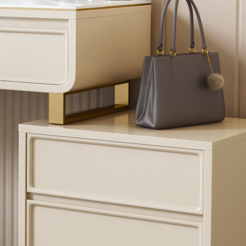 ホワイト/グレーロックプランクカウンタートップソリッドウッドフレーム金属金属ベース2/4ドロワードレッサー