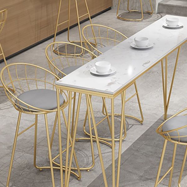 White and Black Glam Style Bar Table in Gold Metal Foot and Marble Milk Tea Shop Table Clearhalo 'Bar Furniture' 'Bar Tables' 'bar_tables' 'furn' 'furn_bar_tables' 'Furniture' 'furniture_bar_tables' 'Kitchen & Dining Furniture' 'kitchen&dining_furn' 'kitchen' 1200x1200_c6020858-cbf2-435b-a3d4-64b32562c379