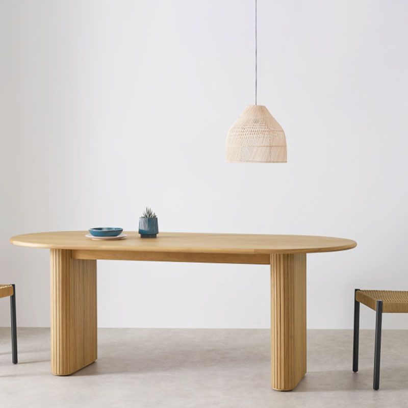Oval Modern Dining Table Solid Wood Dinner Table for Dining Room Clearhalo 'Dining Tables & Seating' 'Dining Tables' 'dining_table' 'furn' 'furn_dining_table' 'Furniture' 'Kitchen & Dining Furniture' 1200x1200_c6025616-5643-4c86-b7b0-b42f4b3630b2