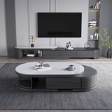 Tavolino ovale per caffè in legno e tavolino con cassetti di stoccaggio