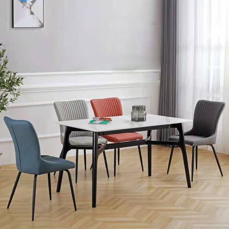 Leather Scandinavian Hotel Side Chair Parsons 18.5'' Wide Dining Chair with Black Legs Clearhalo ' kitchen&dining_furn' 'Dining Chairs' 'Dining Tables & Seating' 'dining_chair' 'furn' 'furn_dining_chair' 'Furniture' 'furniture_dining_chair' 'Kitchen & Dining Furniture' 'kitchen' 1200x1200_c60489a5-a1e7-4b27-8bff-5f98500345bf