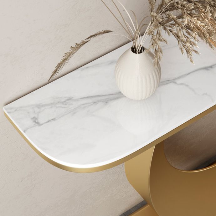 Modern Console Table Stone Half Moon End Table , 11.81-inch Wide